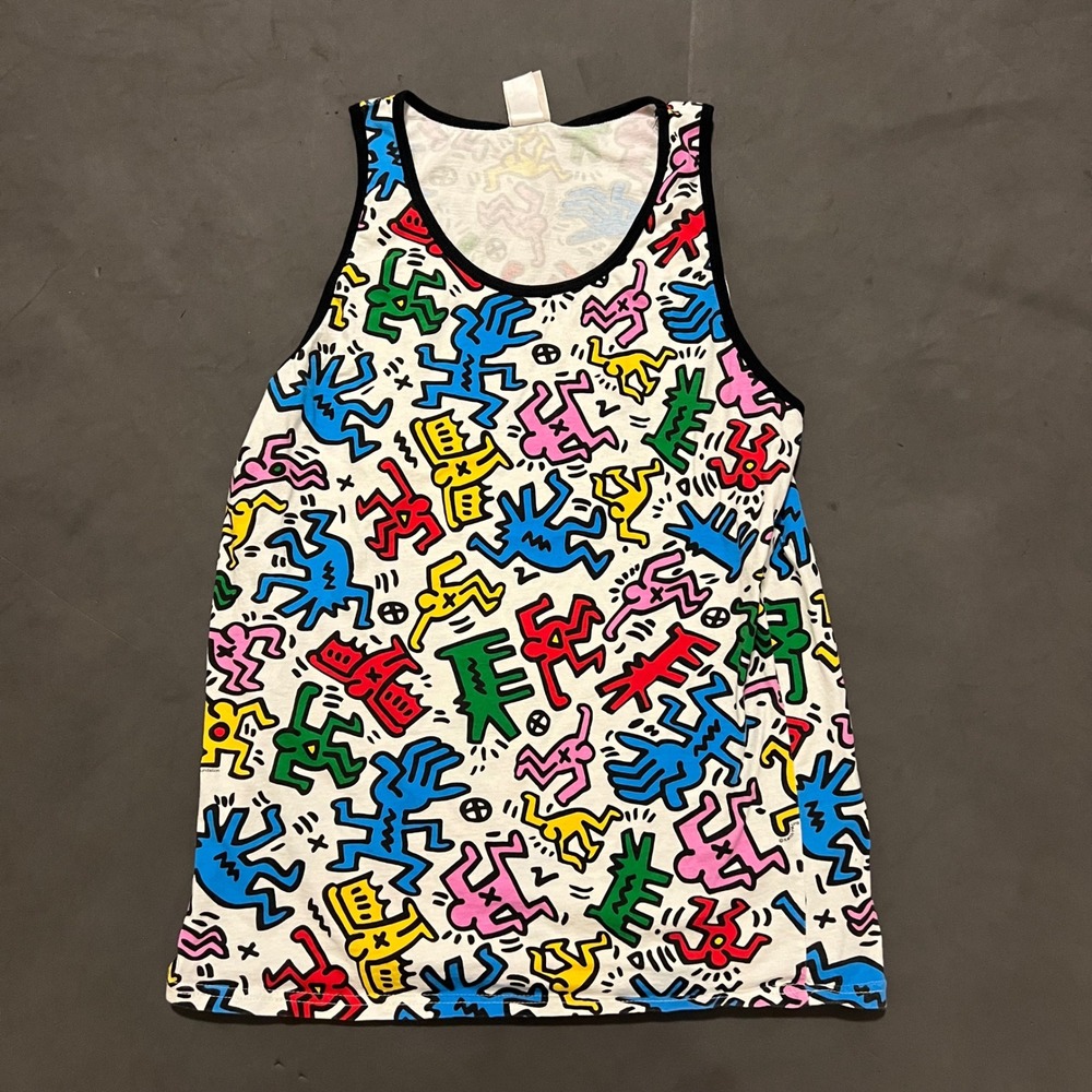 Keith Haring Junk Food Tank Top Men's L Art Pop Graphic‎ Sleeveless Shirt